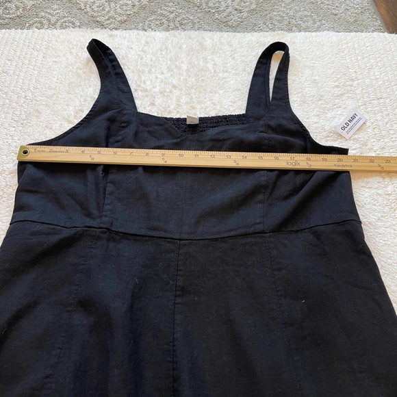 Old Navy Dress Women's XXL Babydoll Linen Blend Sleeveless Midi Pockets Black - Picture 10 of 14